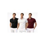 pepule 3lü Erkek Premium Triko Polo Yaka Fermuarlı Slim Fit Tişört