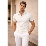 pepule Erkek Premium Triko Polo Yaka Fermuarlı Slim Fit Tişört