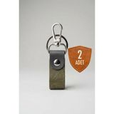 Pepuza 2 Adet Hakiki Deri - Kancalı Çift Renkli Mini Anahtarlık - Olive - Zeytin Yeşili - Deri Boy: 5,5 cm Deri En: 1,85 cm