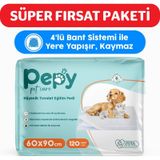 Pepy Kedi Kumu 60x90 Hijyenik Tuvalet Eğitim Pedi 30'lu 4 Paket 120 Adet beyaz