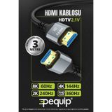 Pequip 3 Metre HDMI 2.1 8K Ultra HD Kablo 48Gbps HDR eARC 4K PS5 Xbox Monitör TV Projektör Dolby Vision Dynamic HDR ARC