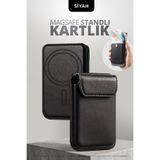 Pequip Manyetik Telefon Kartlığı 3 Bölmeli Magsafe Uyumlu Yapışmalı Kart Cüzdanı