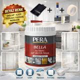 Pera Bella Yeni Nesil Dönüşüm Boyası Boya Seti Tava Rulo Fırça Bant - Dolap-Fayans-Cam-Plastik-Ahşap-Duvar - 1 Litre - Beyaz