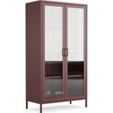 Pera Camlı Metal Dolap 150 Cm, Cam Kapaklı Vitrin - Büfe - Kitaplık ve Çok Amaçlı Dolap ( Raf Ayarlanabilir) Ral 3005 Mürdüm
