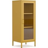 Pera Camlı Metal Dolap 42X110CM, Cam Kapaklı Vitrin - Büfe - Kitaplık ve Çok Amaçlı Dolap ( Raf Ayarlanabilir) Ral 1032 Hardal - Sarı - 42 x 110 cm