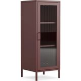 Pera Camlı Metal Dolap 42X110CM, Cam Kapaklı Vitrin - Büfe - Kitaplık ve Çok Amaçlı Dolap ( Raf Ayarlanabilir) Ral 3005 Mürdüm - 42 x 110 cm