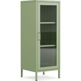 Pera Camlı Metal Dolap 42X110CM, Cam Kapaklı Vitrin - Büfe - Kitaplık ve Çok Amaçlı Dolap ( Raf Ayarlanabilir) Ral 6011 Yeşil - 42 x 110 cm