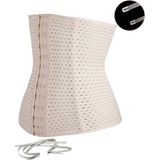 Pera Fitol Bel Inceltici Şekillendirici Göbek Bölgesini Toparlayıcı Çelik Balenli Delikli Kumaş Kadın Korsesi - Bej - 2XL - 3XL