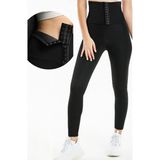 Pera Fitol Yüksek Bel Sauna Termal Tayt Korse Kadın Slim Fit Tasarım Esnek Kumaşla Gün Boyu Rahatlık - Siyah
