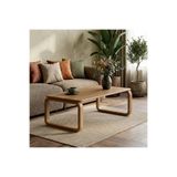 Pera-Home UK Masif Meşe Doğal Ahşap Orta Sehpa - Oval Ayaklı İskandinav Tasarım Salon Sehpası, Japandi, 150x100cm