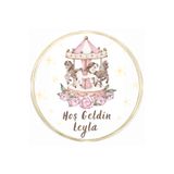 Pera İSME ÖZEL ATLI KARINCA TEMA ETİKET/STİCKER DOĞUM, DOĞUM GÜNÜ YUVARLAK 4 CM 100 ADET