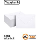 Pera İstanbul 100 Adet Yapışkanlı 13X18 Beyaz Davetiye Lüks Tebrik Kartı Mektup Mühür Büyük Kapasiteli Torba Zarf - 13*18 - Para Zarfı