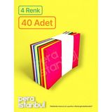 Pera İstanbul 4 Renk 40 Adet 13X18 Renkli Mektup Davetiye Organizasyon Zarfı - Karışık - Tek Seçenek