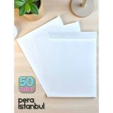 Pera İstanbul 50 Adet 24X32 cm Beyaz Davetiye Lüks Tebrik Kartı Mektup Mühür Cüzdan Büyük Kapasiteli Torba Zarf - 16x23