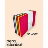 Pera İstanbul 50 Adet Karışık 10 Farklı Renk Doğum Günü Dilekleri Düğün Para Davetiye Mektup Kartpostal - Renkli