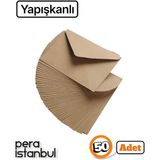 Pera İstanbul 50 Adet Yapışkanlı Kahverengi Çaycuma Kraft Zarf Davetiye Lüks Tebrik Kartı Mektup Mühür Cüzdan - 13x18 - Tek Seçenek