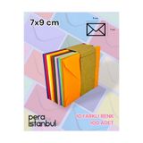 Pera İstanbul Renkli Küçük Zarf 7x9 Cm 100 Lü Paket Hediye Doğum Günü Dilekleri Zarfı