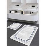 Pera Life Halı yıkanabilir Kaymaz Pamuk Dokuma Taban Çerçeve Desenli 60X100-50X60 2'li Banyo Paspası Klozet Takım - Gri