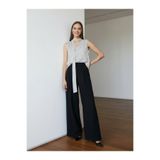 PERA MODA Sıfır Kol Pileli Fularlı Puantiyeli Bluz