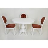 Pera Oval Beyaz Açılır Baba Ayak Mutfak Masa / Madalyon Beyaz Mutfak Salon Takımı 73X108 30