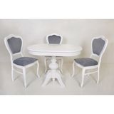 Pera Oval Beyaz Baba Ayak Mutfak Masa/urla Beyaz Gri Sandalye Mutfak Takımı 73X108+30