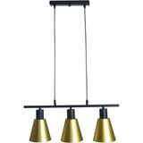 Pera Özel Tasarım Modern Cafe Mutfak Salon Sıralı Siyah - Gold Renk 3 Lü Sarkıt Avize - Siyah - Altın