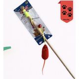 Pera Petshop Fareli Kedi Oltası Özel Üretim Ses Çıkaran Oyuncaklı Ve Zilli Ahşap Sap Kedi Oyuncağı