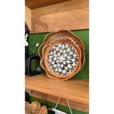 Pera Sedefli Rattan Tepsi/kase/sepet 30/35CM 2 Boy - Siyah - Beyaz