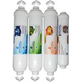 Pera Water kapalı kasa su arıtma cihazlarına uygun mebransız inline 4 lü filtre seti