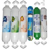 Pera Water Kapalı Kasa Su Arıtma Cihazlarına Uygun Pera Water Mebranlı Inline 6’li Alkali Filtre Seti Bağlantı Dirseği Hediyeli Alkali Filtre