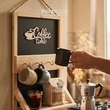 Pera Wooden Blanc Coffee Black Kahve Köşesi Kupa Askılığı 40X30 cm - Siyah - Ahşap