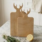 Pera Wooden Deer 2'li Kayın Kesme Tahtası Geyik Boynuzu Sunum/kesme Tahtası - 2 'li