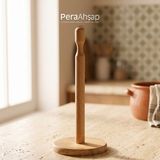 Pera Wooden Roll Kayın Ahşap Kağıt Havluluk Peçetelik Standı - Bej