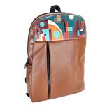 Perabags Tasarım Geometrik Desenli Taba Laptop Sırt Çantası