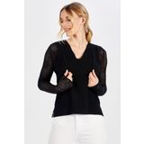 Peraluna BUTTERFLY BOLERO File Örgü Uzun Kol Triko Kadın Bolero Siyah