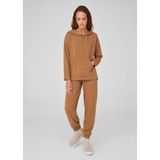 Peraluna Kaşmir Karışım Kapşonlu Bol Kesim Kadın Triko Kazak Camel - XL