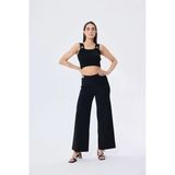 Peraluna Martha, Düz Örgü, Geniş Askılı Kadın Rayon Triko Bralet - Siyah