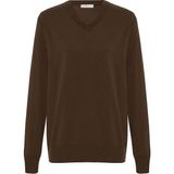Peraluna Mateo V Neck Pullover Yumuşak Tuşeli Mevsimlik Erkek Triko Kazak - Kahve - 2XL