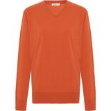 Peraluna Mateo V Neck Pullover Yumuşak Tuşeli Mevsimlik Erkek Triko Kazak - Turuncu - 2XL