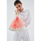 Peraluna MİA BAG %100 Pamuklu El Yapımı Kadın Triko Çanta - Bej/Turuncu - Standart