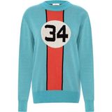 Peraluna Sergıo Pullover 34 No Jakarlı Yarışçı Erkek Triko Kazak - Mavi/Turuncu - Mavi - Turuncu