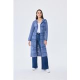 Peraluna Skyler, Ajurlu, Kadın Kapüşonlu Yazlık Uzun Triko Hırka - DENIM MIX