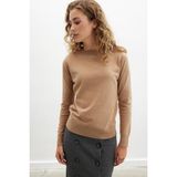 Peraluna Styleboom X Peraluna CHELSEA PULLOVER Bisiklet Yaka Standart Kesim Kadın Triko Kazak - Camel