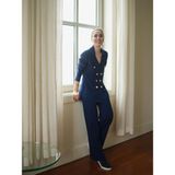 Peraluna Styleboom x Peraluna Katherıne Blazer Çelik Örgü Klasik Kesim Düğmeli Blazer Kadın Triko Ceket - Lacivert - XL