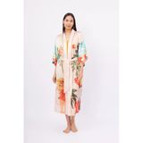 Peraluna Summer Tıme Long Kımono Baskılı Saten Kadın Uzun Kimono - Çok Renkli