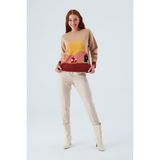 Peraluna Sunny Pullover El Işlemeli Desenli Kadın Triko Kazak Bej/kahve - XL - Bej - Kahverengi