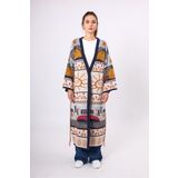 Peraluna Sweet Memories Jakarlı Kadın Uzun Triko Kimono - Lacivert Multi