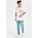 Peraluna Tek Cepli Düz Kesim Uzun Erkek T-Shirt - Beyaz