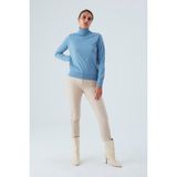 Peraluna Valerıa Pullover Boğazlı Ince Kadın Triko Kazak Mavi - 2XL
