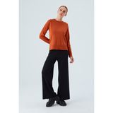 Peraluna Vanessa Pullover Merino Yünlü Yanları Yırtmaçlı Ince Kadın Triko Kazak Turuncu - XL